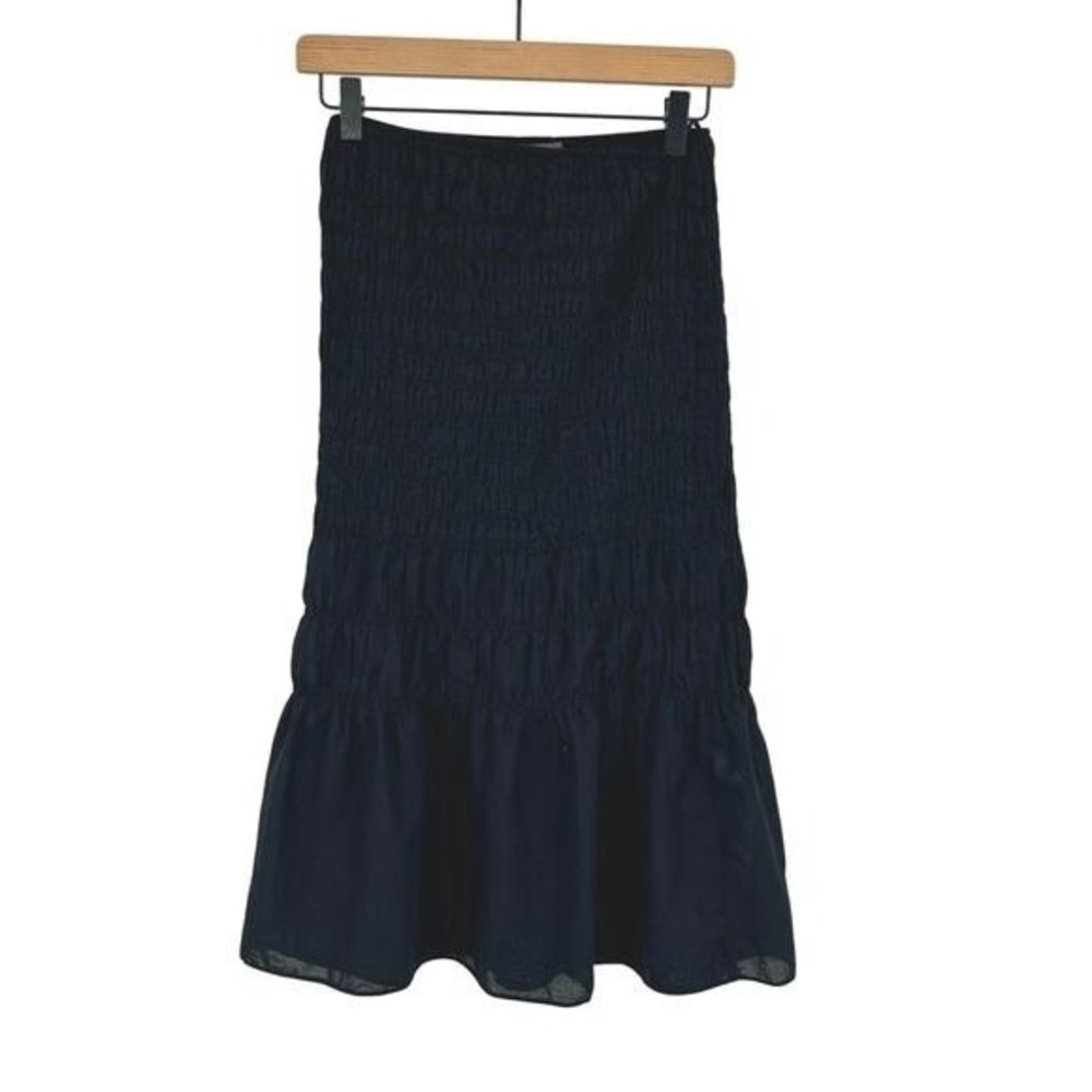 Primark Smocked Cotton Midi Skirt Black Tiered Boho Balletcore Sz S Y2K Cottage